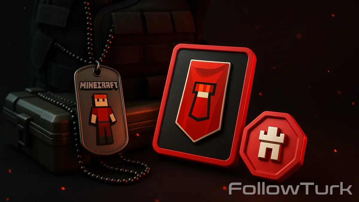 FollowTurk professional illustration showing builder cape minecraft key, buy builder cape minecraft key, minecraft builder cape code, builder cape minecraft redeem code, where to get builder cape minecraft, builder cape minecraft price, is builder cape minecraft key legit - Minecraft services — premium digital product, instant delivery