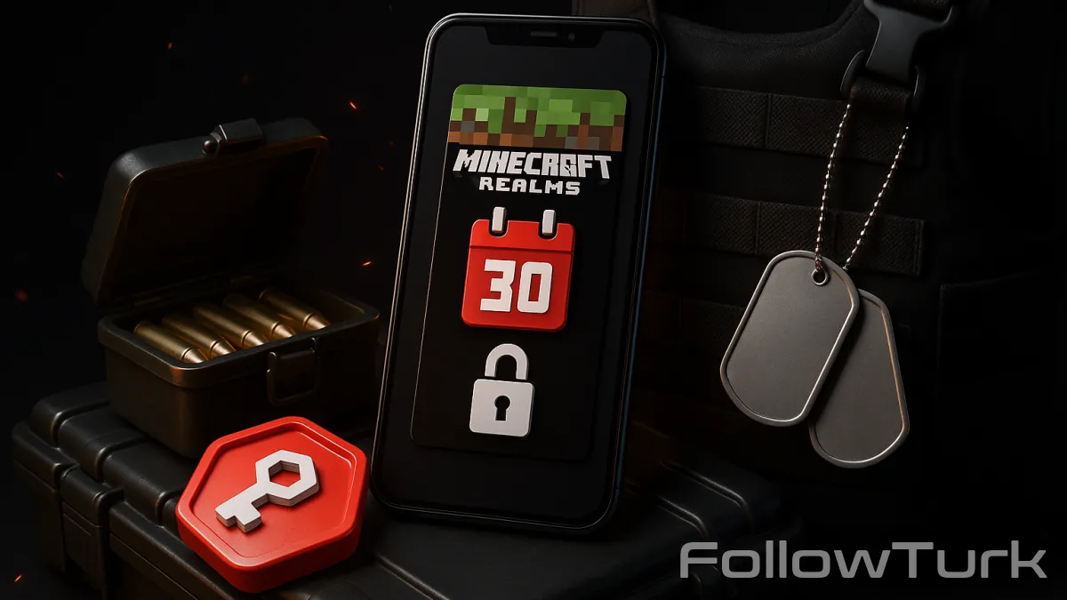 FollowTurk professional illustration showing minecraft realms 30 day subscription key, buy minecraft realms 30 days, minecraft realms 1 month code, minecraft realms 30 day prepaid, minecraft realms key price, minecraft realms subscription gift code, where to buy minecraft realms key - Minecraft services — premium digital product, instant delivery