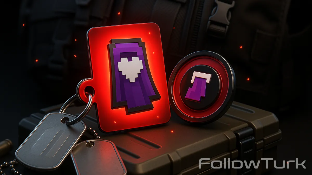 FollowTurk professional illustration showing purple heart cape minecraft key, buy purple heart cape minecraft, minecraft purple heart cape code, purple heart cape minecraft redeem key, how to get purple heart cape minecraft, purple heart cape minecraft price, purple heart cape key legit - Minecraft services — premium digital product, instant delivery