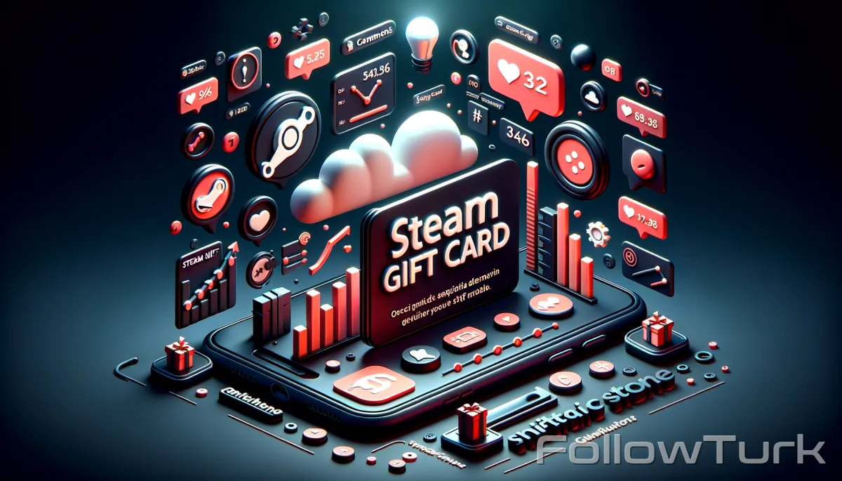 FollowTurk professional illustration showing steam gift card - Steam Gift Card services - Premium SMM marketing