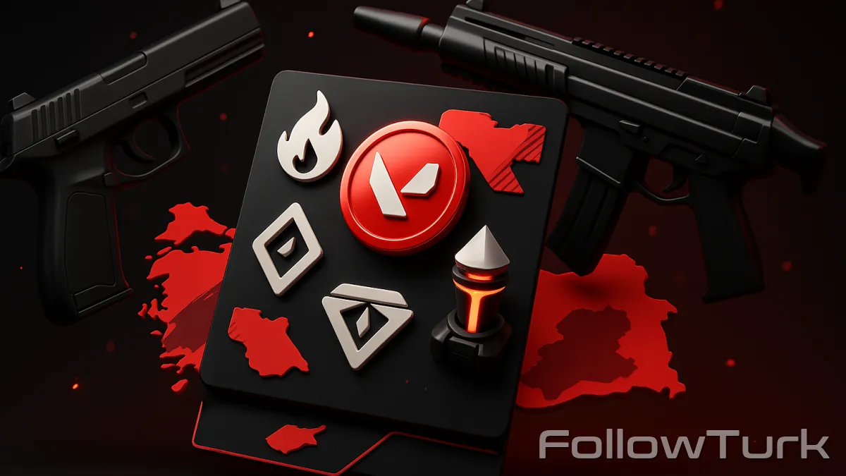 FollowTurk professional illustration showing valorant turkey battle pass, buy valorant battle pass turkey, valorant battle pass tr price, valorant points turkey for battle pass, vp tr battle pass purchase, valorant turkey region battle pass top up, how to get valorant battle pass in turkey - Valorant Points TR services — premium digital product, instant delivery
