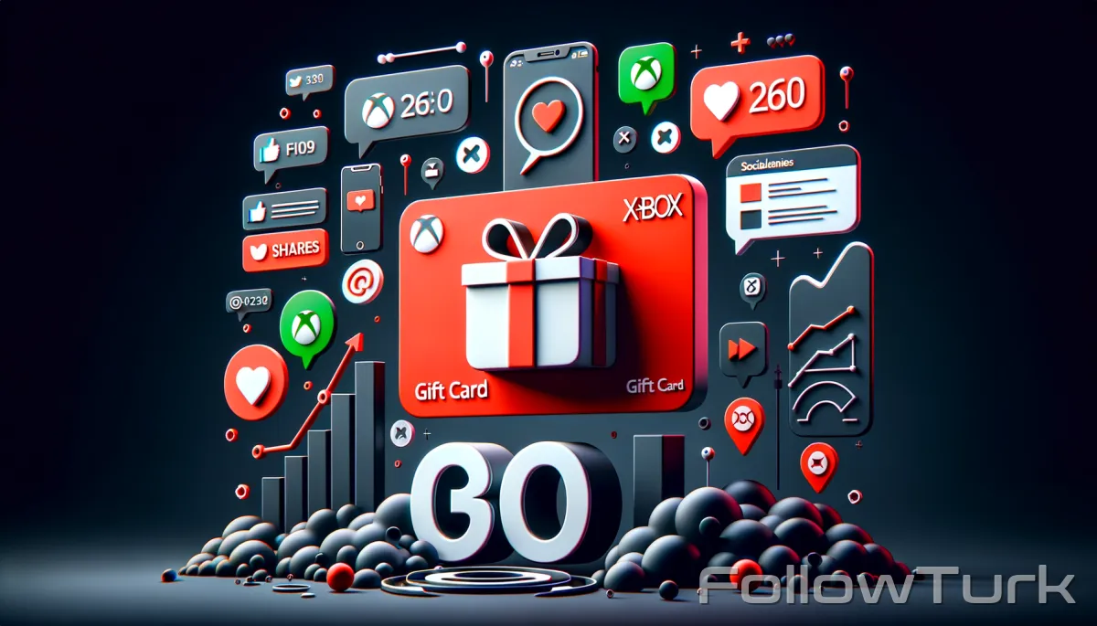 FollowTurk professional illustration showing xbox gift card - Xbox Gift Card services - Premium SMM marketing